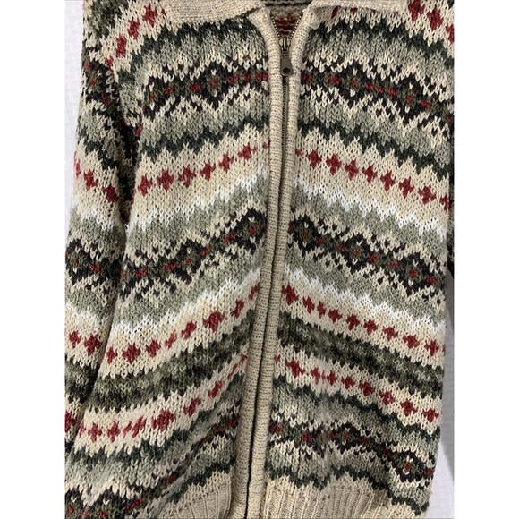 Vintage Carolyn Taylor Fair Isle Zip Up Sweater Womens M Cardigan Wool Blend - Picture 4 of 6